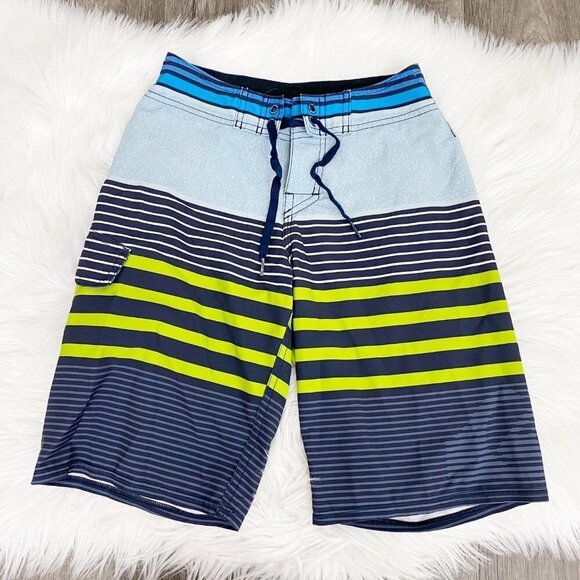 Quiksilver Boys 24/8 Small Striped Board Swim Shorts - Picture 1 of 10